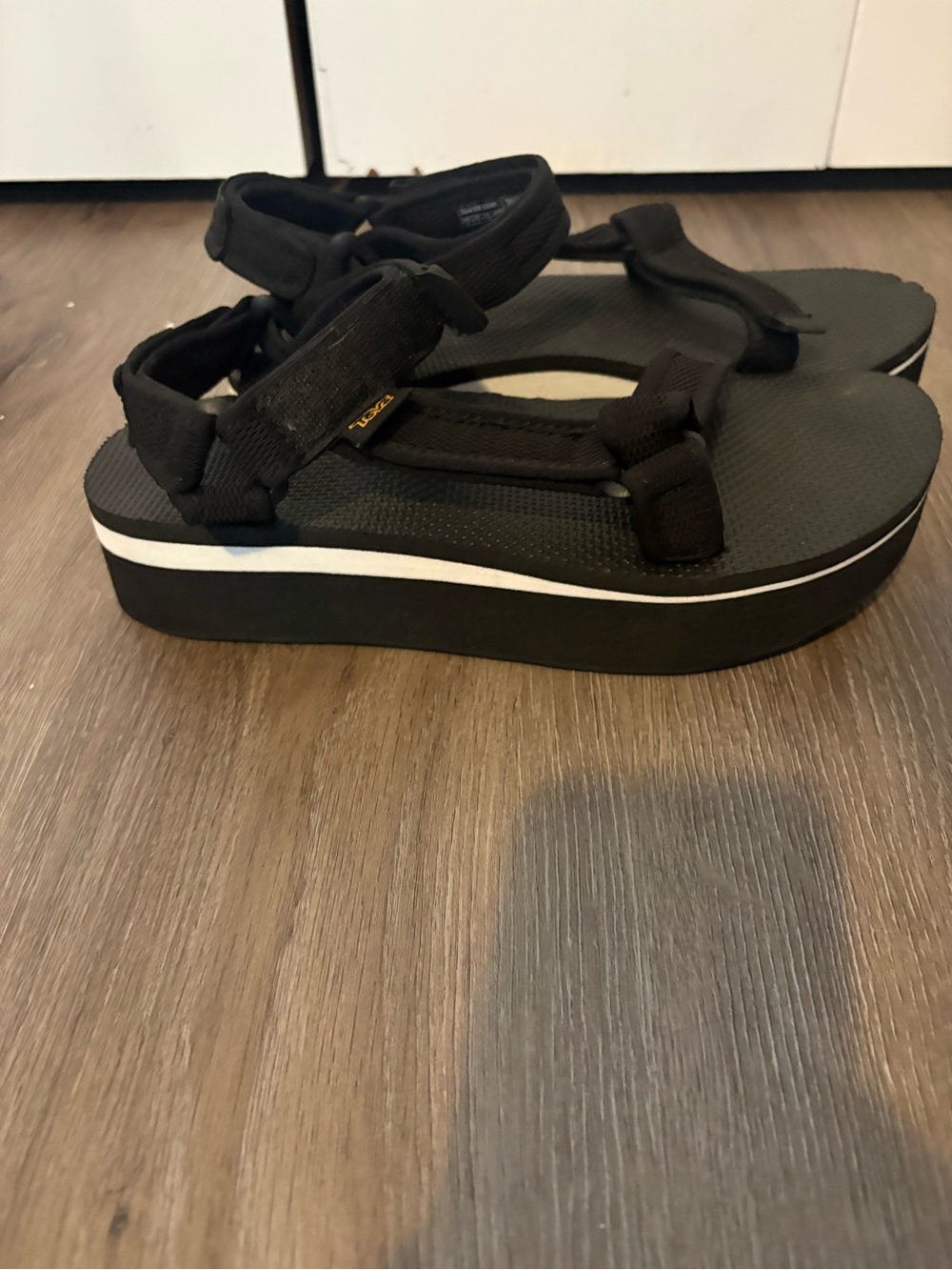 NWOT Teva Black Platform Sandals with White Midsole Stripe